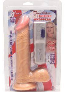 Real Skin All American Whoppers Vibrating Dong With Balls 8 Inch Flesh