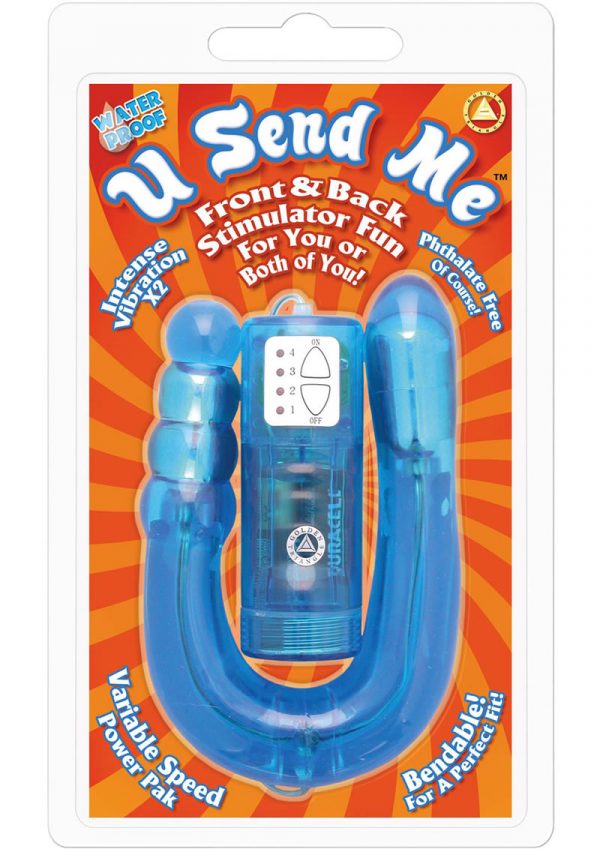 U SEND ME FRONT AND BACK STIMULATOR FUN BLUE WATERPROOF