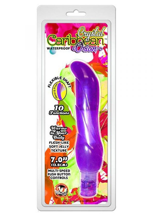 Jelly Caribbean Orion Vibrator Waterproof 7 Inch Purple