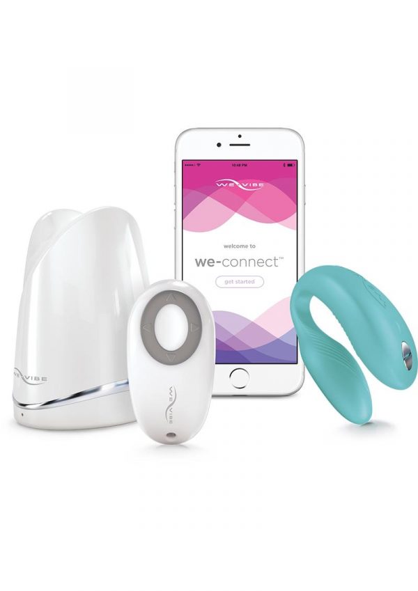 We-Vibe Sync Silicone Couples Vibrator Remote Control USB App Ready Waterproof Aqua