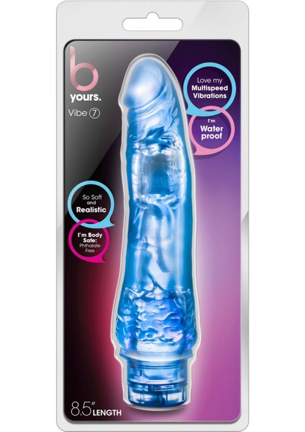 B Yours Vibe 07 Realistic Vibrator Jelly Waterproof Blue 8.5 Inch