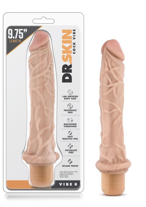 Dr. Skin Cock Vibe 08 Realistic Vibrator Showerproof Natural 9.75 Inch