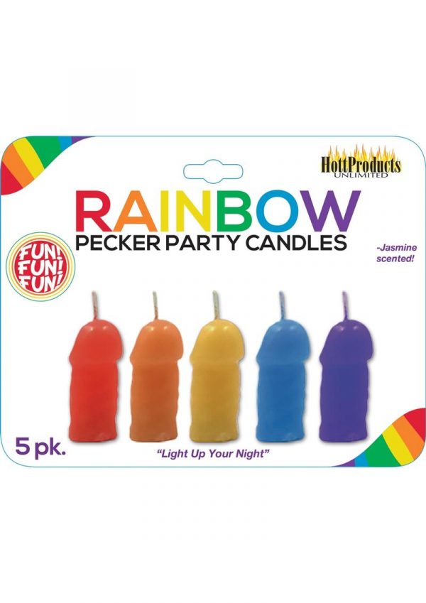 Rainbow Pecker Party Candles Assorted Colors 5 Each Per Pack