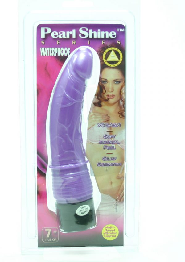 Pearl Shine Realistic Vibrator Waterproof Lavender 7 Inch