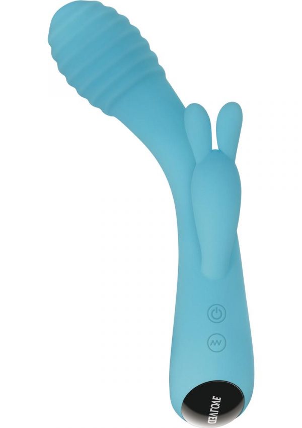 Aqua Bunny Silicone USB Rechargeable Rabbit Vibrator Waterproof Aqua 8.4 Inch