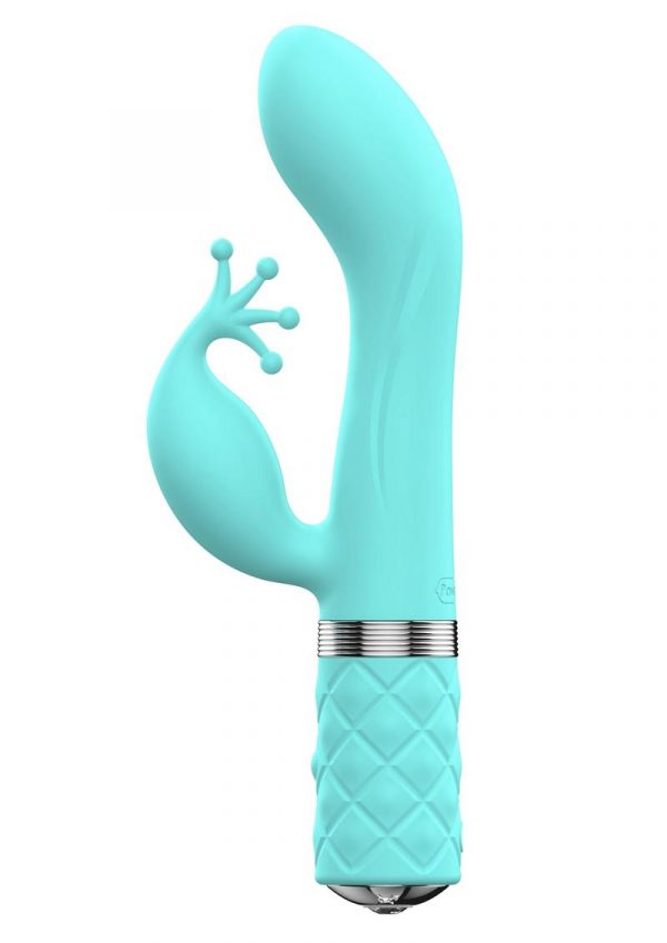 Pillow Talk Kinky Silicone Dual Massager USB Rechargeable With Swarovski Crystal Teal 8.6 Inch