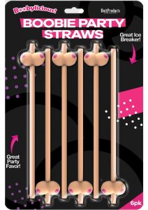 Boobylicious Boobie Party Straws Tan 6 Per Pack