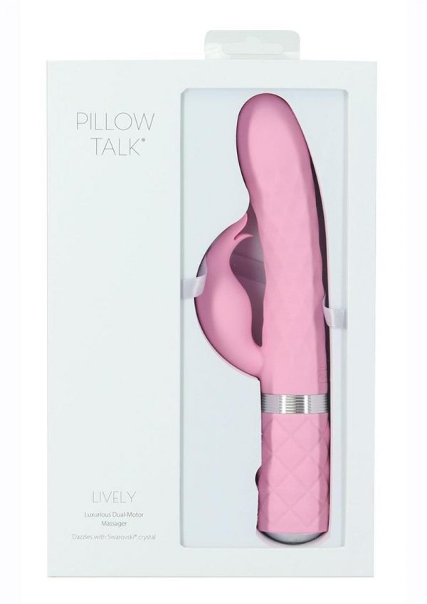 Pillow Talk Lively Silicone Rechargeable Dual Motor Massager with Swarovski Crystal - Pink