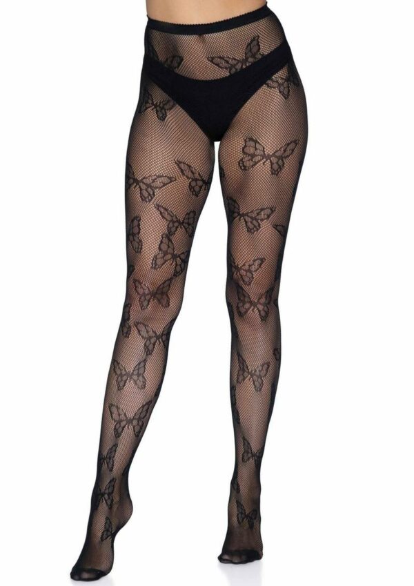 Leg Avenue Butterfly Net Tights - O/S - Black